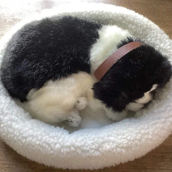 Sleeping Dog Plush Toy Battery Operated Stuffed Puppy Breathing Tested 10x11” - Picture 9 of 9